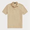 Beige miesten Ralph Lauren mukautetut Slim Fit mesh poolopaidat Beige miesten Ralph Lauren mukautetut Slim Fit mesh poolopaidat