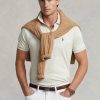 Beige Miesten Ralph Lauren mukautetut Slim Fit pehmeät puuvillaiset poolopaidat