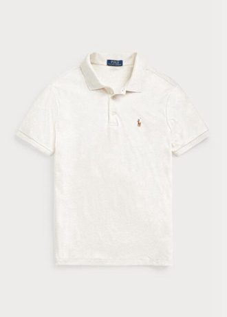 Beige Miesten Ralph Lauren mukautetut Slim Fit pehmeät puuvillaiset poolopaidat