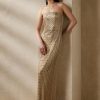 Beige naisten Ralph Lauren Collingwoodin koristeltu iltapuku