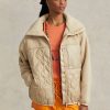 Beige naisten Ralph Lauren Hybrid High-Pile & Ripstop-paneelitakit Beige naisten Ralph Lauren Hybrid High-Pile & Ripstop-paneelitakit