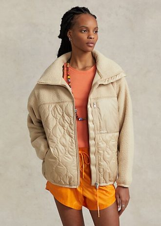 Beige naisten Ralph Lauren Hybrid High-Pile & Ripstop-paneelitakit