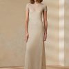 Beige naisten Ralph Lauren mesh lyhythihainen iltamekko Beige naisten Ralph Lauren mesh lyhythihainen iltamekko