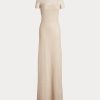 Beige naisten Ralph Lauren mesh lyhythihainen iltamekko Beige naisten Ralph Lauren mesh lyhythihainen iltamekko