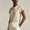 Beige Naisten Ralph Lauren Rl-mokkanahka-applikoitu Jersey T-paidat