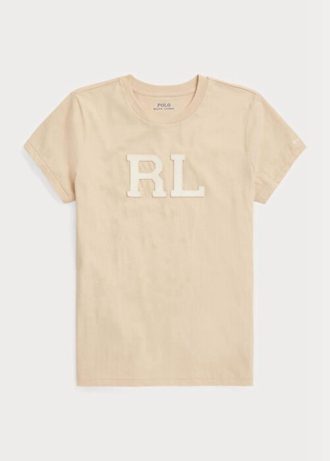 Beige Naisten Ralph Lauren Rl-mokkanahka-applikoitu Jersey T-paidat