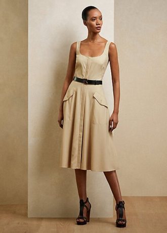 Beige naisten Ralph Lauren Semira Wool Gabardine -päivämekko