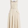 Beige naisten Ralph Lauren Semira Wool Gabardine -päivämekko Beige naisten Ralph Lauren Semira Wool Gabardine -päivämekko