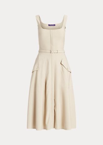 Beige naisten Ralph Lauren Semira Wool Gabardine -päivämekko