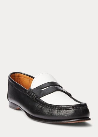 Beige / valkoinen naisten Ralph Lauren Chalmers Calfskin Penny Loafers