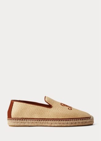 Beiget miesten Ralph Lauren brodeeratut kanvasloaferit