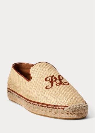 Beiget miesten Ralph Lauren brodeeratut kanvasloaferit