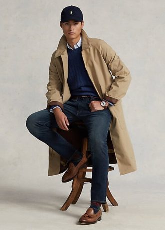 Beiget miesten Ralph Laurenin kudotut puuvillaiset kävelytakit