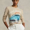 Beiget naisten Ralph Lauren ar-Motif Cashmere-sekoitepuserot Beiget naisten Ralph Lauren ar-Motif Cashmere-sekoitepuserot