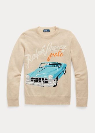 Beiget naisten Ralph Lauren ar-Motif Cashmere-sekoitepuserot