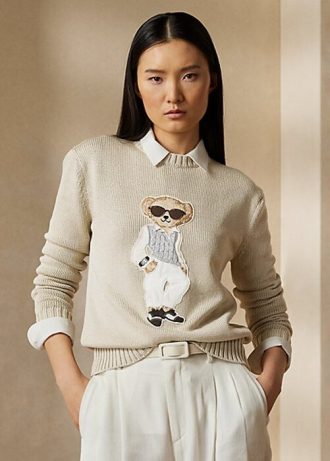 Beiget naisten Ralph Lauren Cable Bear silkkipuserot