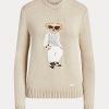 Beiget naisten Ralph Lauren Cable Bear silkkipuserot Beiget naisten Ralph Lauren Cable Bear silkkipuserot