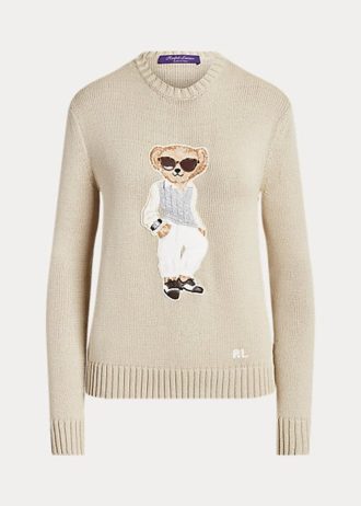Beiget naisten Ralph Lauren Cable Bear silkkipuserot