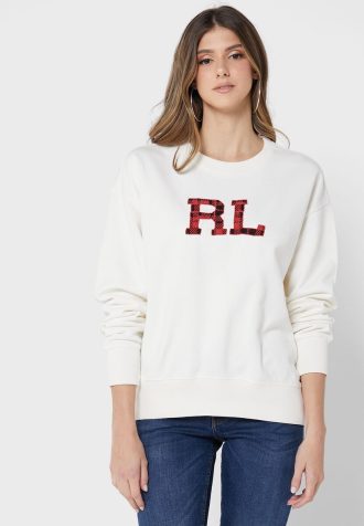 Beiget naisten Ralph Lauren Graphic -neulotut villapaidat