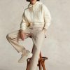 Beiget naisten Ralph Lauren -logohousut Beiget naisten Ralph Lauren -logohousut