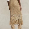 Beiget naisten Ralph Lauren Pointelle -neulotut makrame-hapsuhameet Beiget naisten Ralph Lauren Pointelle -neulotut makrame-hapsuhameet