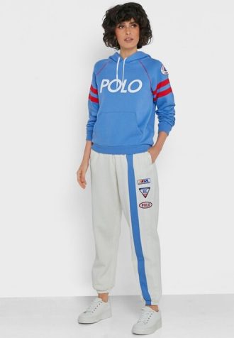 Beiget naisten Ralph Lauren Side-raidalliset lenkkeilyhousut