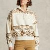Beiget naisten Ralph Lauren Tonal Fair Isle -aiheiset fleece-puseropuserot Beiget naisten Ralph Lauren Tonal Fair Isle -aiheiset fleece-puseropuserot