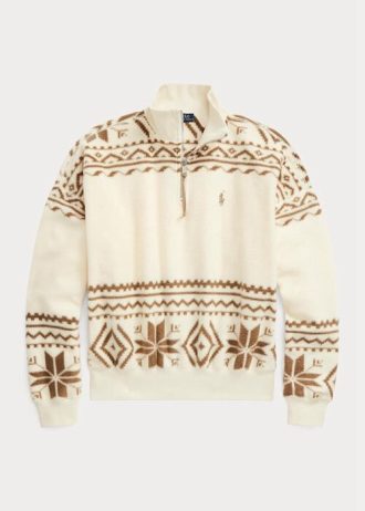 Beiget naisten Ralph Lauren Tonal Fair Isle -aiheiset fleece-puseropuserot