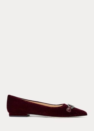 Burgundin naisten Ralph Lauren Lilah Velvet -balettikengät