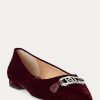 Burgundin naisten Ralph Lauren Lilah Velvet -balettikengät