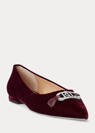 Burgundin naisten Ralph Lauren Lilah Velvet -balettikengät