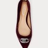 Burgundin naisten Ralph Lauren Lilah Velvet -balettikengät