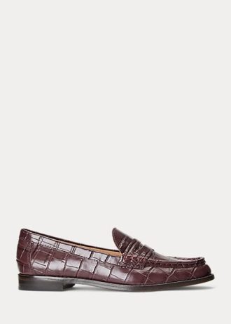 Burgundin naisten Ralph Lauren Wynnie kohokuvioidut nahkahousut