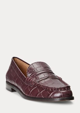 Burgundin naisten Ralph Lauren Wynnie kohokuvioidut nahkahousut