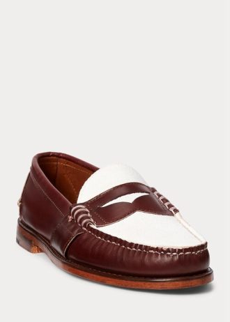 Burgundy Cream Miesten Ralph Lauren The Morehouse Collection Penny Loafers