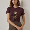 Burgundy naisten Ralph Lauren Tweed Bear puuvilla T-paidat