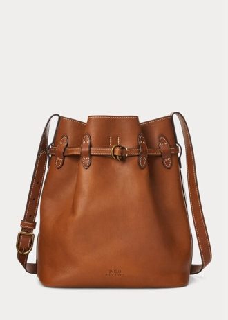 Cuoio naisten Ralph Lauren nahkaiset suuret Bellport Bucket -laukut