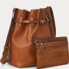 Cuoio naisten Ralph Lauren nahkaiset suuret Bellport Bucket -laukut