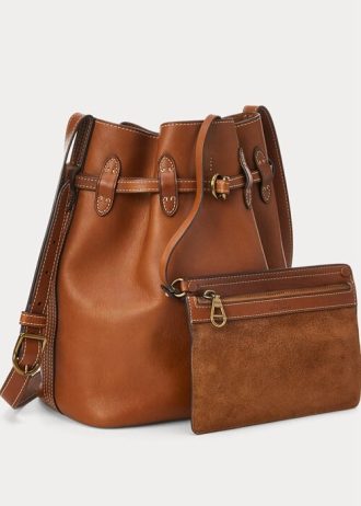 Cuoio naisten Ralph Lauren nahkaiset suuret Bellport Bucket -laukut