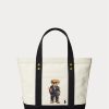 Ecru/Musta Naisten Ralph Lauren Canvas Pienet Polo Bear Kangaskassit Ecru/Musta Naisten Ralph Lauren Canvas Pienet Polo Bear Kangaskassit