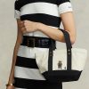 Ecru/Musta Naisten Ralph Lauren Canvas Pienet Polo Bear Kangaskassit Ecru/Musta Naisten Ralph Lauren Canvas Pienet Polo Bear Kangaskassit