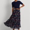 Flower naisten Ralph Lauren kukka ryppyinen Georgette hameet