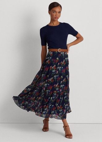 Flower naisten Ralph Lauren kukka ryppyinen Georgette hameet Flower naisten Ralph Lauren kukka ryppyinen Georgette hameet
