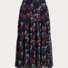 Flower naisten Ralph Lauren kukka ryppyinen Georgette hameet