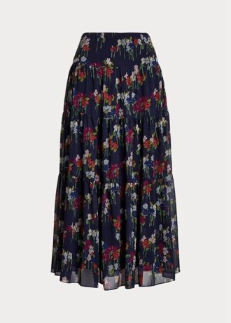 Flower naisten Ralph Lauren kukka ryppyinen Georgette hameet Flower naisten Ralph Lauren kukka ryppyinen Georgette hameet