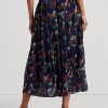 Flower naisten Ralph Lauren kukka ryppyinen Georgette hameet