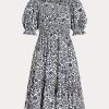 Flower naisten Ralph Lauren kukkainen blouson-hihainen puuvillamekko Flower naisten Ralph Lauren kukkainen blouson-hihainen puuvillamekko