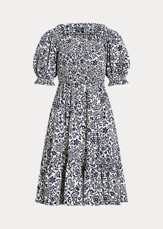 Flower naisten Ralph Lauren kukkainen blouson-hihainen puuvillamekko Flower naisten Ralph Lauren kukkainen blouson-hihainen puuvillamekko
