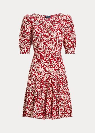 Flower naisten Ralph Lauren kukkainen lampaanhihainen Godet Crepe -mekko Flower naisten Ralph Lauren kukkainen lampaanhihainen Godet Crepe -mekko