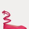 Fuchsia naisten Ralph Lauren Cecilia Nappan nahkaiset nauhalliset tasaiset kengät